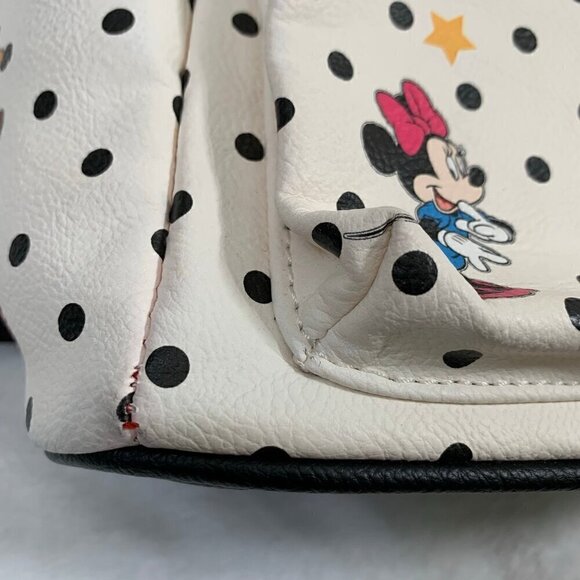 Disney Loungefly Mickey Minnie Pluto Polka Dot Mini Backpack White Black Red